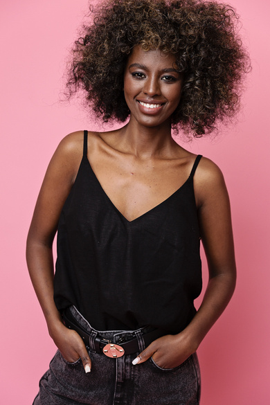 LNIANY CZARNY TOP DAMSKI NYMFA