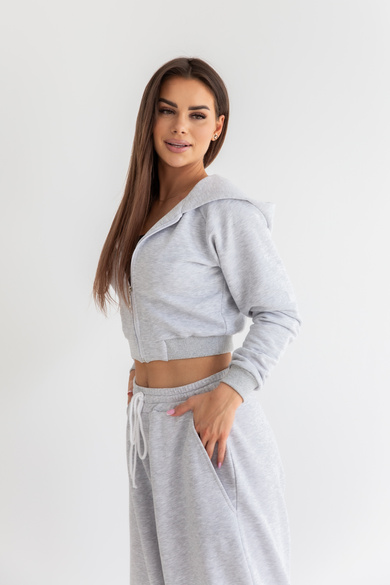CROP HOODIE GREY