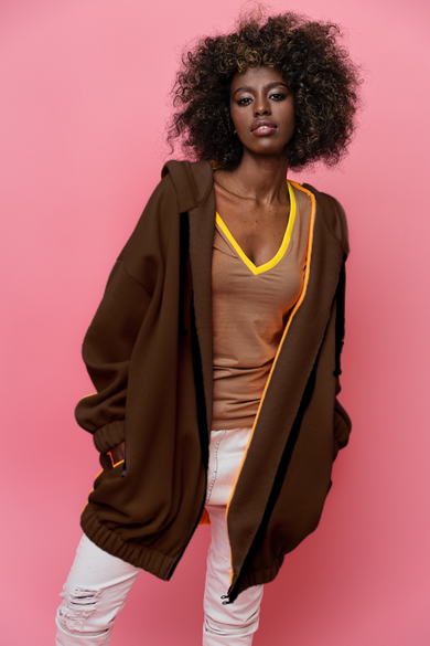 OVERSIZOWA BLUZA DAMSKA BROWN