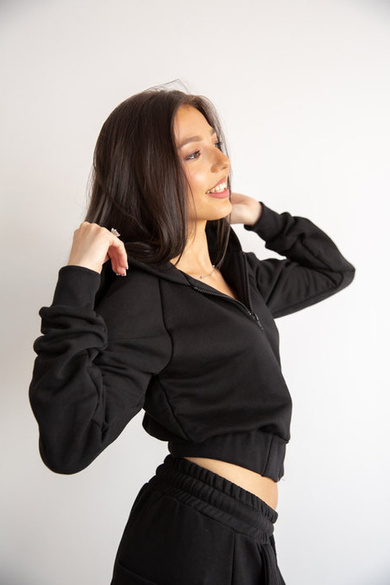 CROP HOODIE BLACK