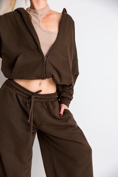 CROP HOODIE BROWN WORX